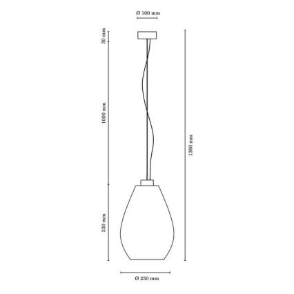 Luster na lanku PIRO 1xE27/60W/230V buk