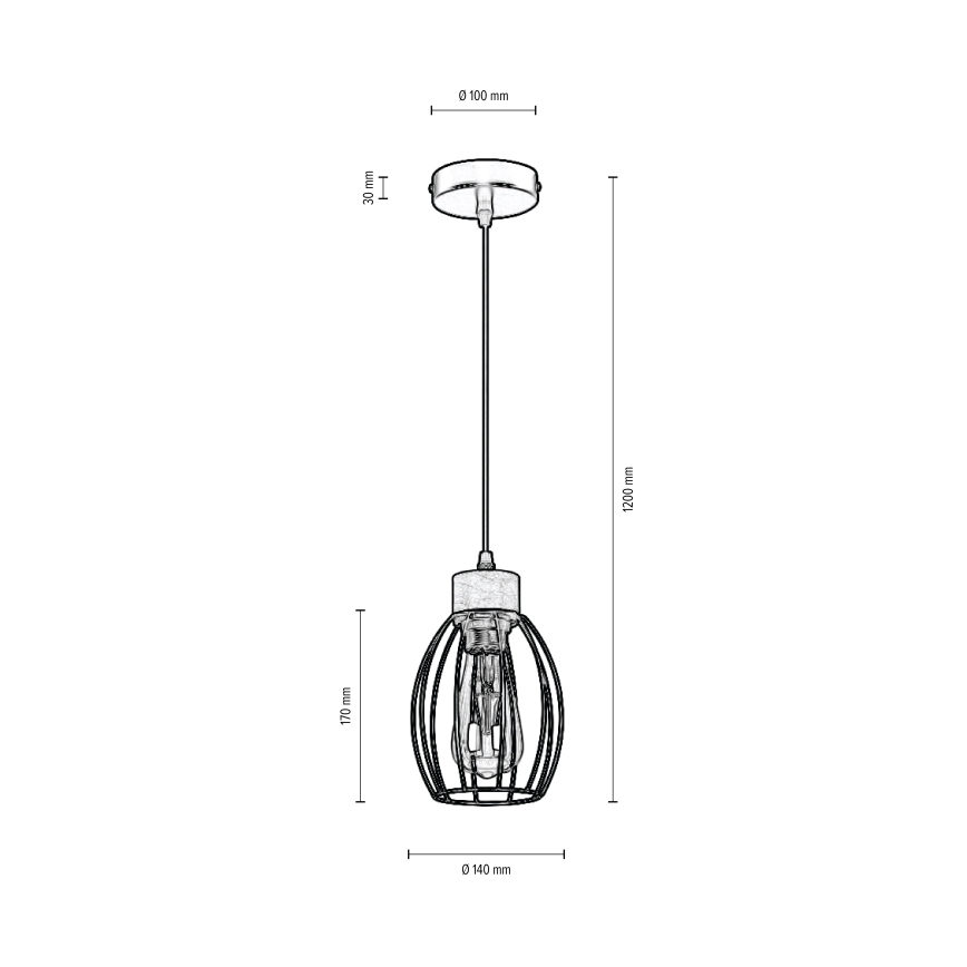 Luster na lanku GUNNAR 1xE27/60W/230V dub – FSC certifikované