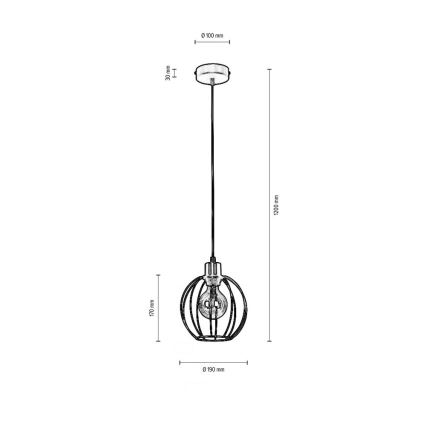 Luster na lanku BERIS 1xE27/60W/230V – FSC certifikované