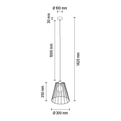 Luster na lanku ORAZIO 1xE27/60W/230V dub – FSC certifikované