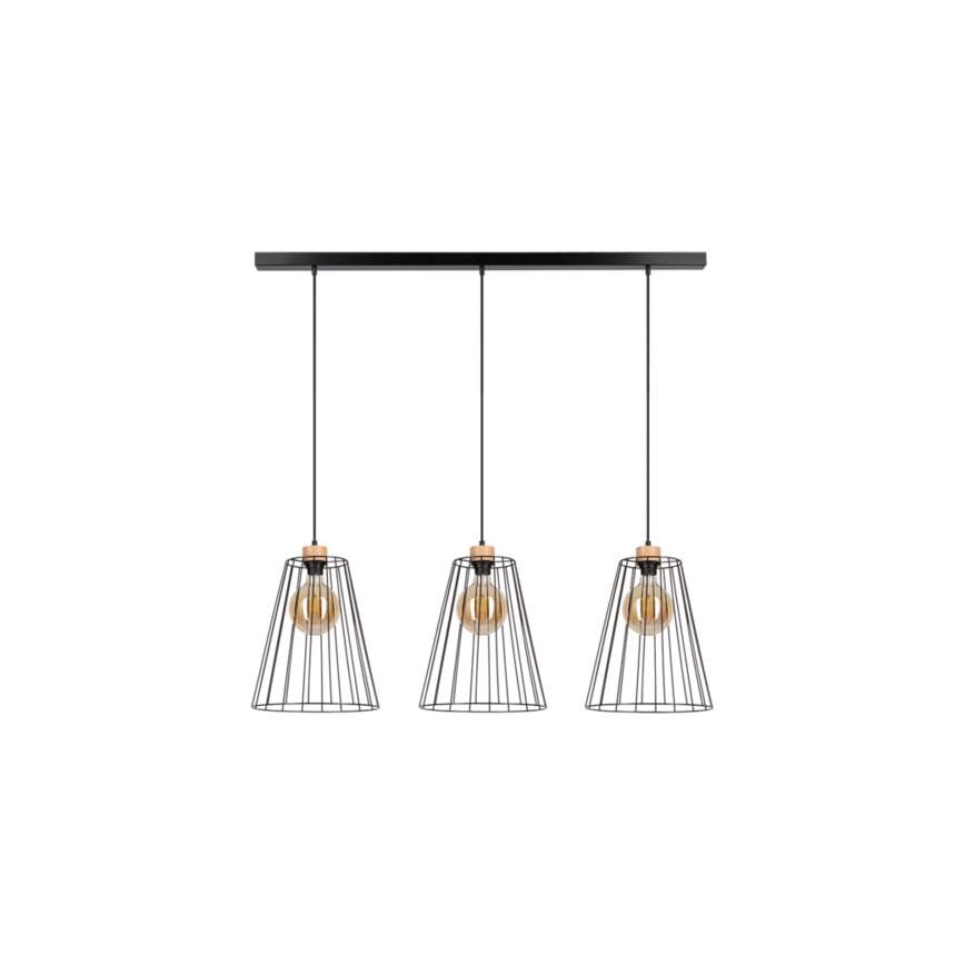 Luster na lanku ORAZIO 3xE27/60W/230V borovica – FSC certifikované