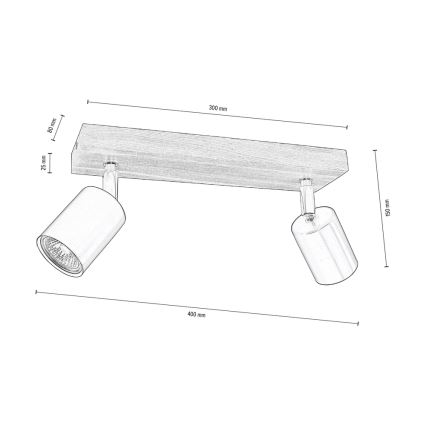 Stropné bodové svietidlo MANARA  2xGU10/5W/230V borovica – FSC certifikované