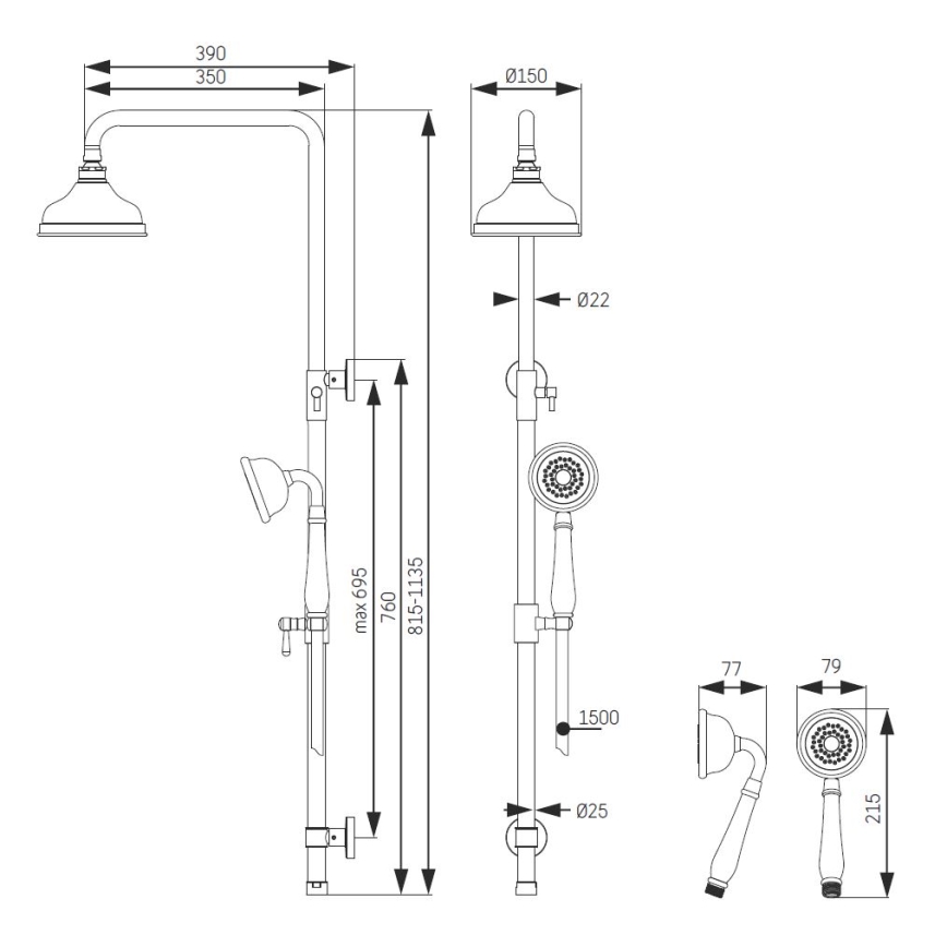 Sprchová súprava AEROSKOBING, mosadz