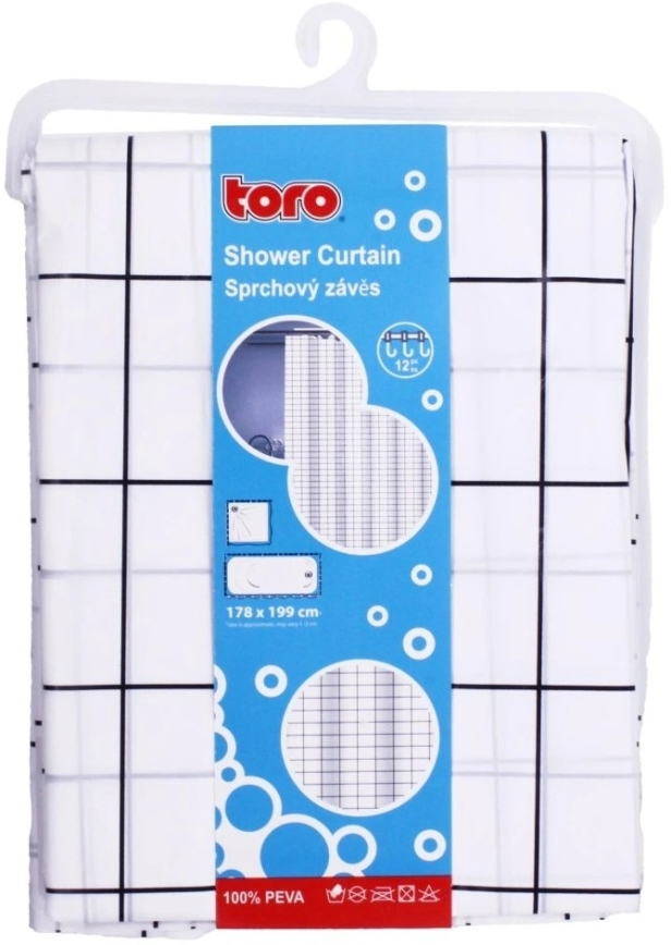 Sprchový záves TORO EASY 178x199 cm biela/čierna