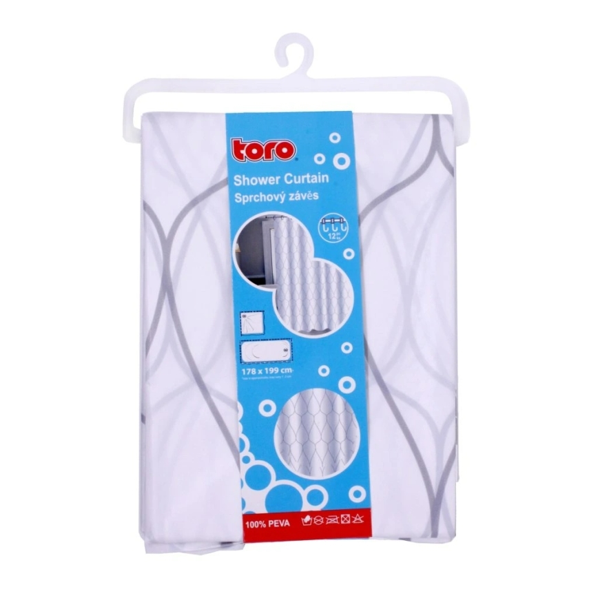 Sprchový záves TORO EASY 178x199 cm biela/šedá