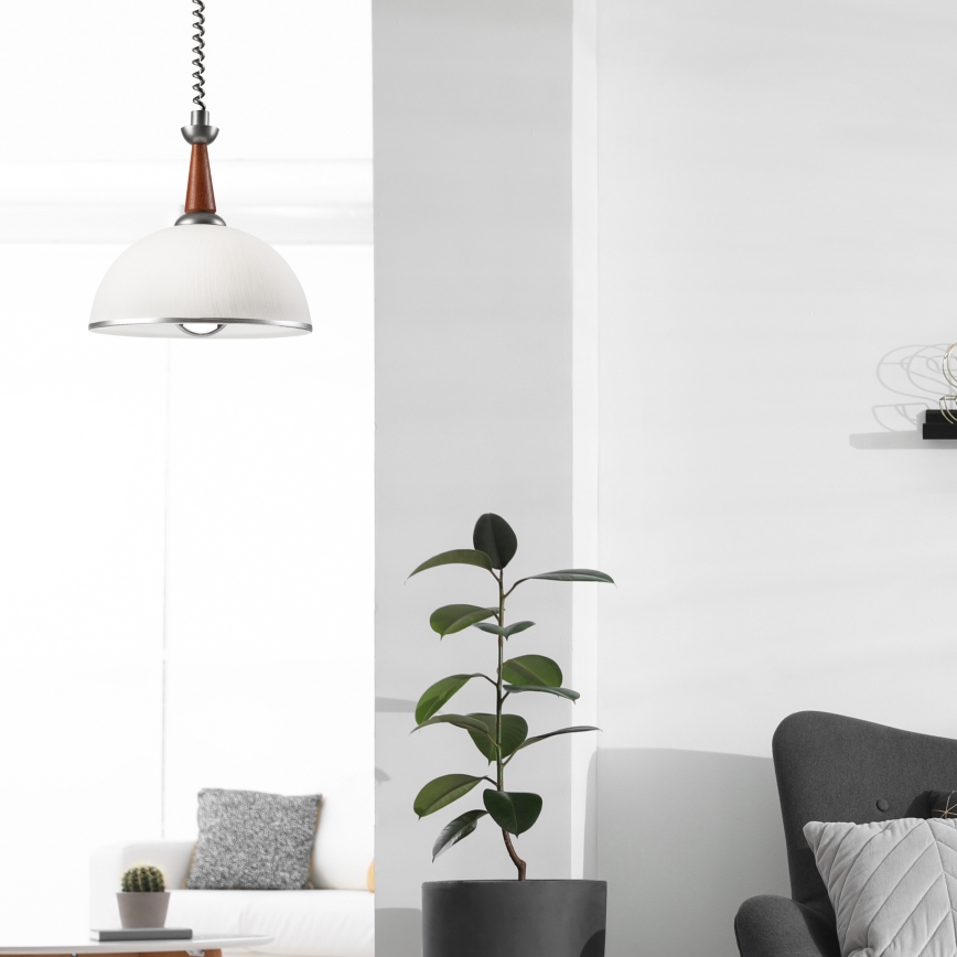 Sťahovací luster CHIARA 1xE27/60W/230V strieborná/hnedá/buk