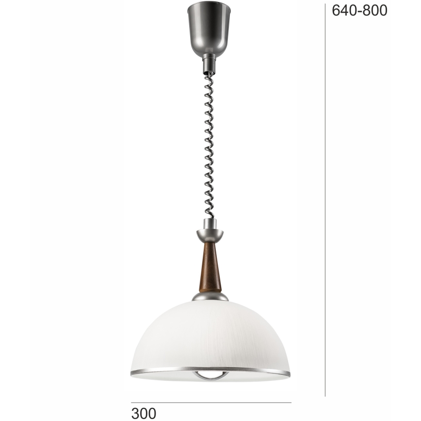 Sťahovací luster CHIARA 1xE27/60W/230V strieborná/tmavohnedá/buk