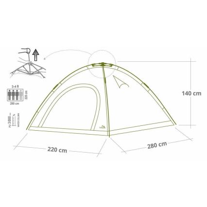 Stan rýchlorozkladací pre 3-4 osoby PU 3000 mm zelená