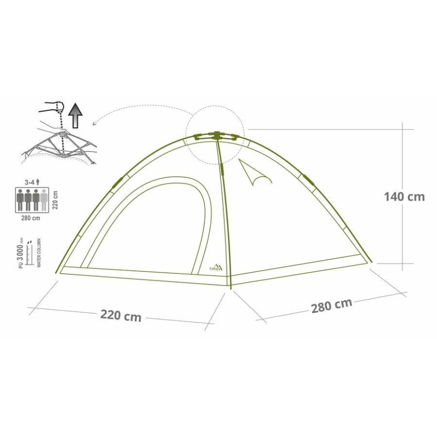 Stan rýchlorozkladací pre 3-4 osoby PU 3000 mm zelená