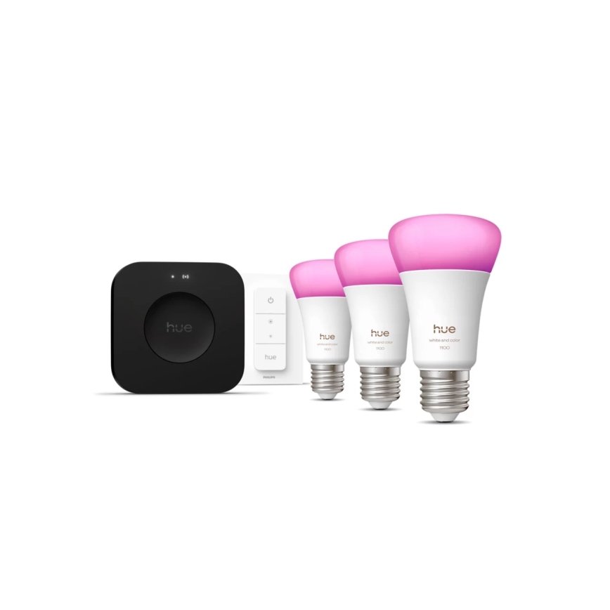 Základná sada Philips Hue WHITE AND COLOR AMBIANCE 3xE27/8,1W 1000-2000K + prepojovacie zariadenie