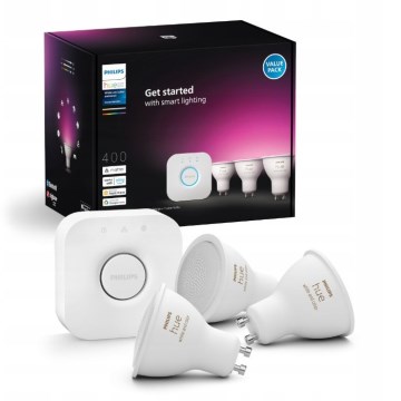 Štartovacia sada Philips Hue WHITE AND COLOR AMBIANCE 3xGU10/4,2W/230V 2200-6500K + Hue bridge