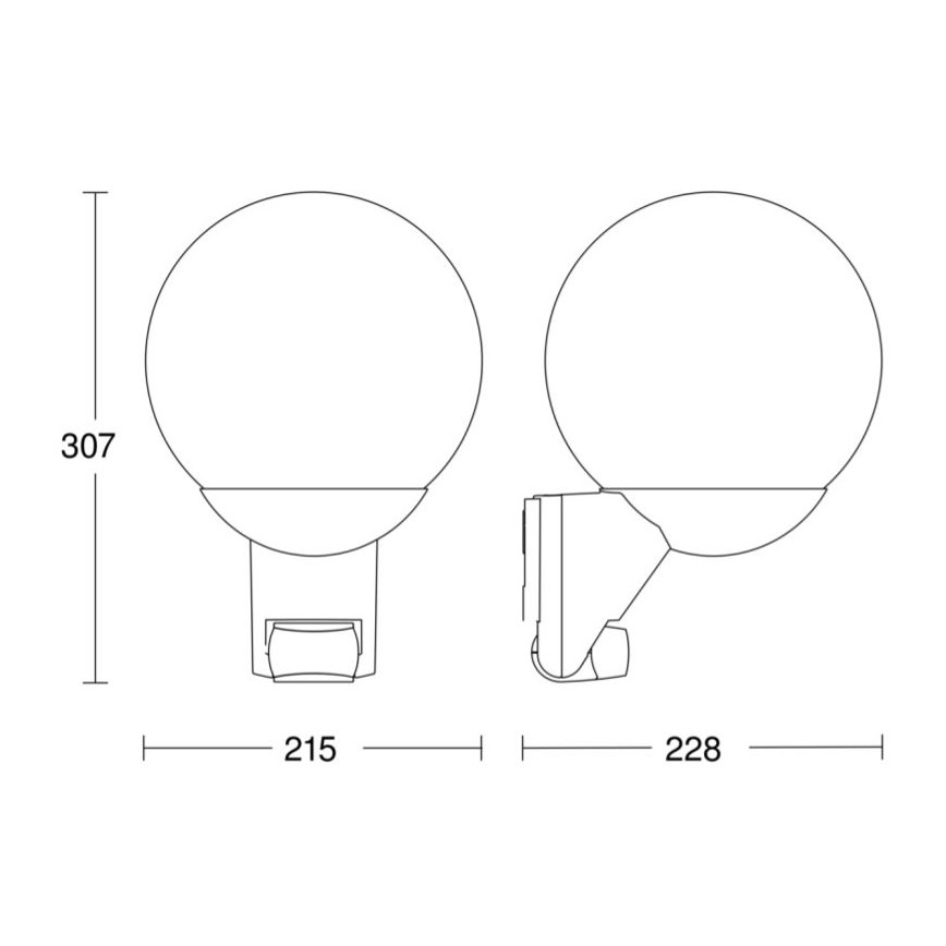 STEINEL 005535 - Vonkajšie nástenné svietidlo so senzorom L585S 1xE27/60W čierna IP44