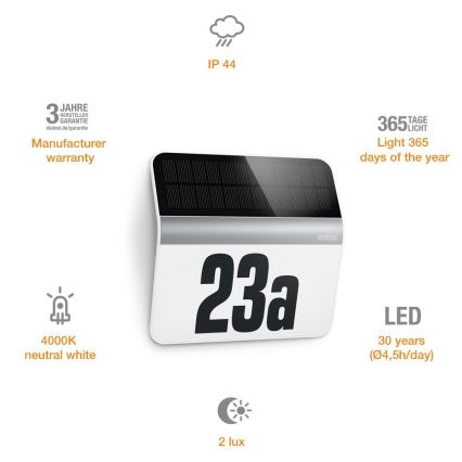 STEINEL 007140 - LED Solárne domové číslo XSolar LH-N LED/0,03W