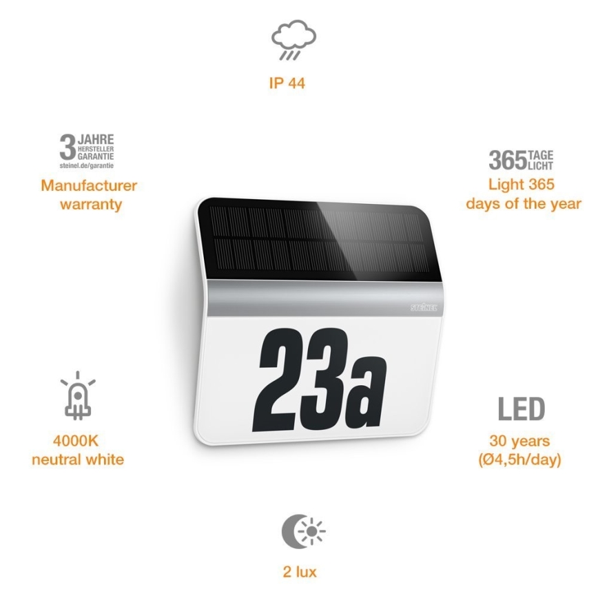 STEINEL 007140 - LED Solárne domové číslo XSolar LH-N LED/0,03W