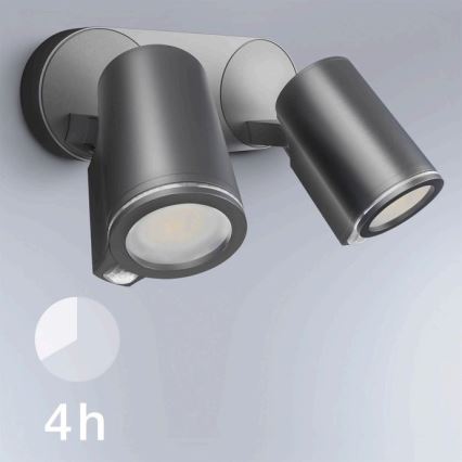 STEINEL 058654 - LED Vonkajšie nástenné svietidlo so senzorom SPOT DUO 2xGU10/7,5W/230V IP44