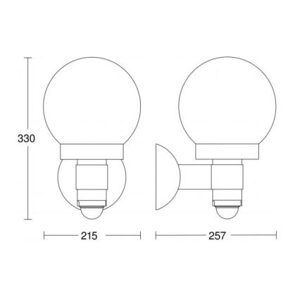 Steinel 059880 - Vonkajšie senzorové svietidlo L 115 1xE27/60W/230V IP44