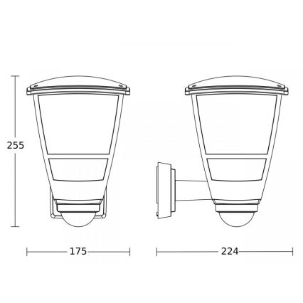 Steinel 084769 - Vonkajšie nástenné svietidlo so senzorom L10S 1xE27/15W/230V IP44