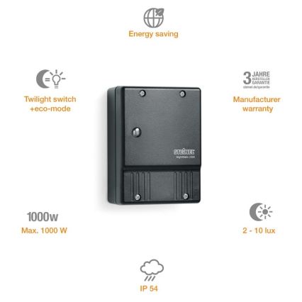 STEINEL 550318 - Súmrakový spínač NightMatic 2000 čierna IP54