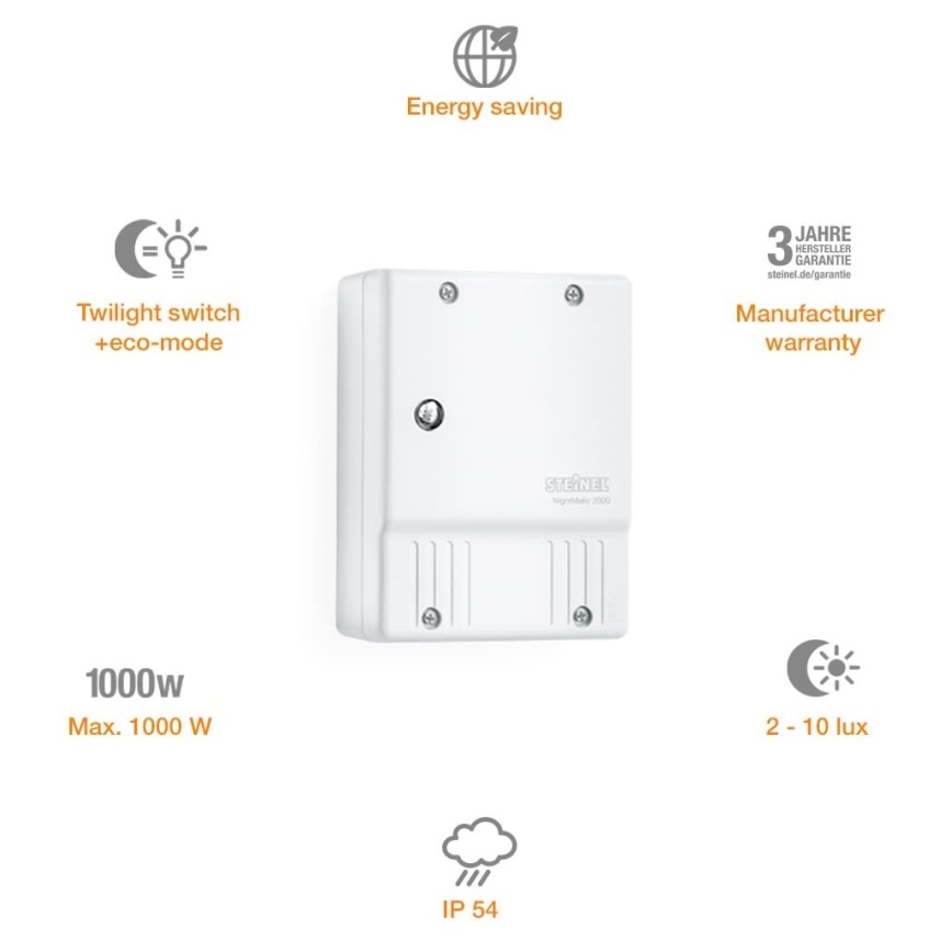STEINEL 550417 - Súmrakový spínač NightMatic 2000 biela IP54