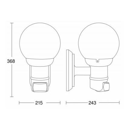 STEINEL 634216 - L 560 S Vonkajšia senzorová nástenná lampa čierna IP44