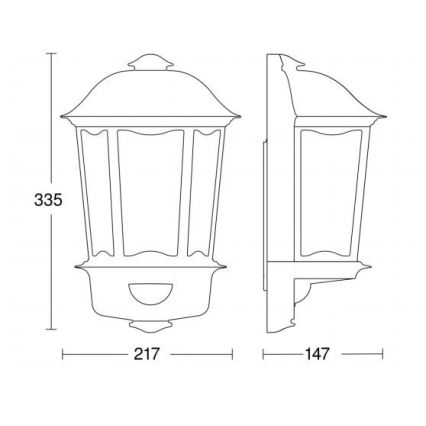 Steinel 644413 - Vonkajšie senzorové nástenné svietidlo L 190 S 1xE27/100W/230V IP44