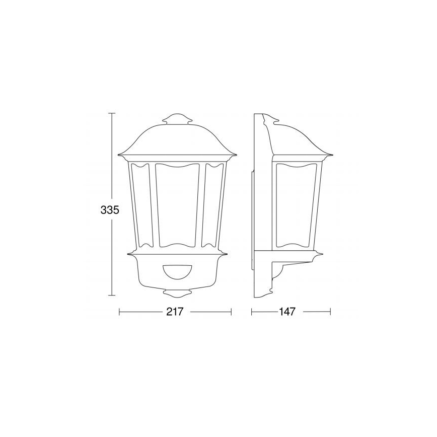 Steinel 644512 - Vonkajšie nástenné svietidlo so senzorom L 190 S 1xE27/100W/230V IP44