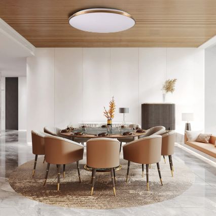 LED stmievateľné stropné svietidlo KERN LED/100W/230V 3000/4000/6000K, Ø 100 cm, zlaté, s diaľkovým ovládaním