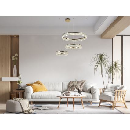LED stlmiteľný krištáľový luster na lanku THALIA LED/120W/230V 3000-6000K + diaľkové ovládanie
