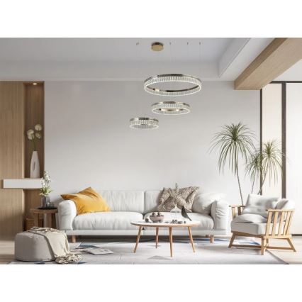 LED stlmiteľný krištáľový luster na lanku THALIA LED/120W/230V 3000-6000K + diaľkové ovládanie