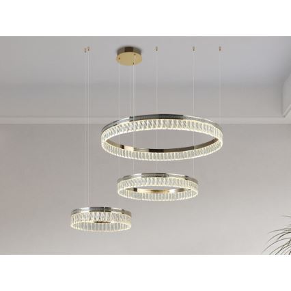 LED stlmiteľný krištáľový luster na lanku THALIA LED/120W/230V 3000-6000K + diaľkové ovládanie