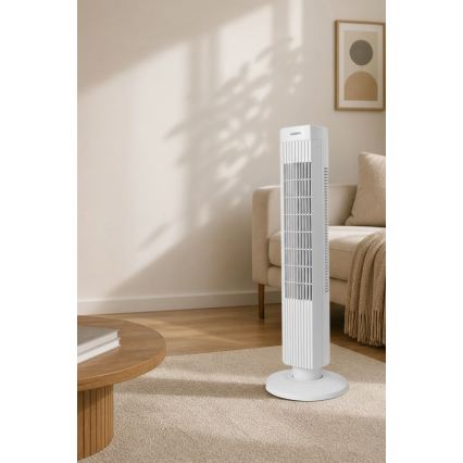 Stĺpový ventilátor 50W/230V 74,5 cm biela