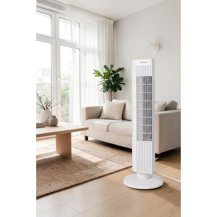 Stĺpový ventilátor 50W/230V 74,5 cm biela