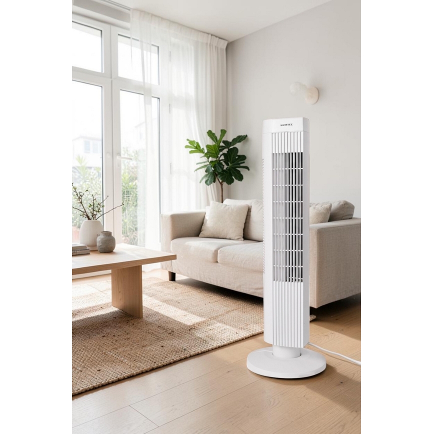 Stĺpový ventilátor 50W/230V 74,5 cm biela