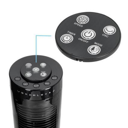 Stĺpový ventilátor HOORN 45W/230V 81 cm čierna