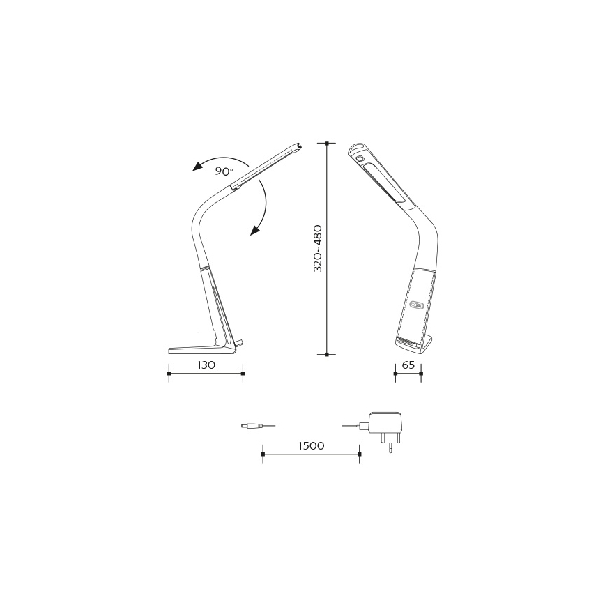 LED stmievateľná stolná lampa s bezdrôtovým nabíjaním a snímačom pohybu LORD EVO LED/8W/230V 3000K/4500K/6000K čierna