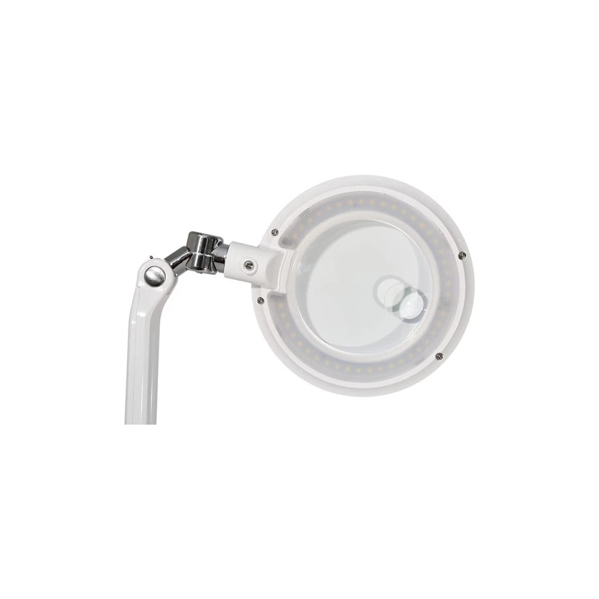 Stmievateľná LED stolová lampa s lupou, 7 W, 230 V, 6500 K, biela