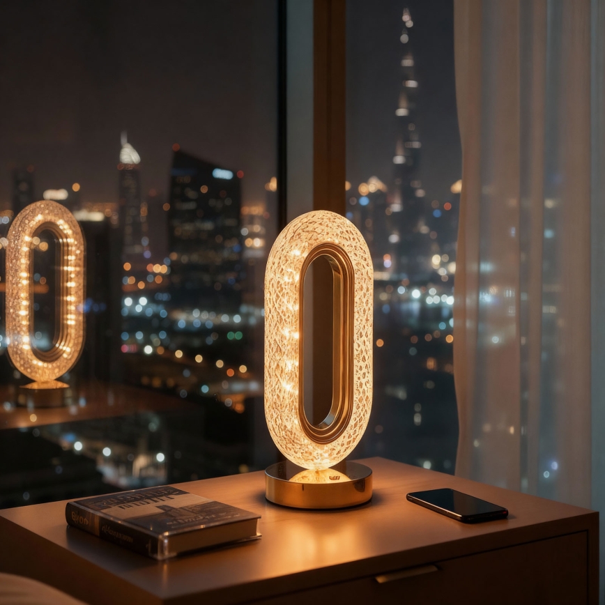 LED stmievateľná nabíjateľná stolová lampa DUBAI LED/2W/5V 2700K/4000K/6500K 400 mAh zlatá