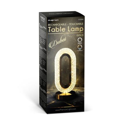 LED stmievateľná nabíjateľná stolová lampa DUBAI LED/2W/5V 2700K/4000K/6500K 400 mAh zlatá