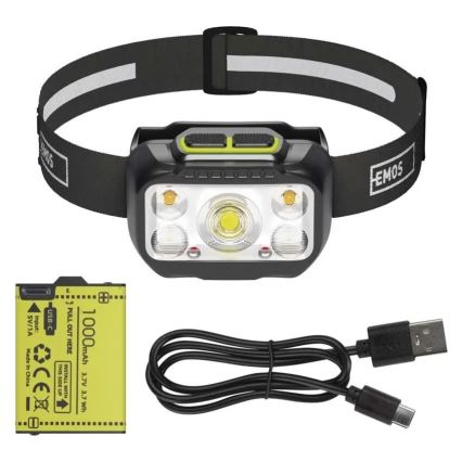 Stmievateľná nabíjateľná čelovka LED/3xAAA/1000 mAh 3,7V