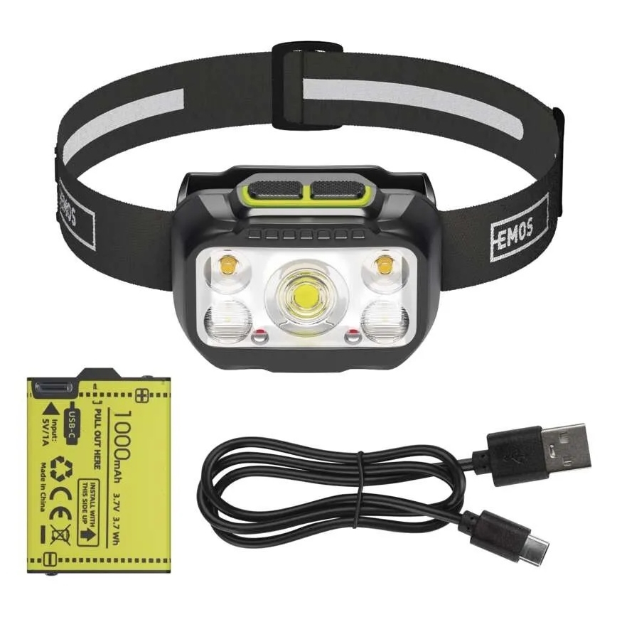 Stmievateľná nabíjateľná čelovka LED/3xAAA/1000 mAh 3,7V