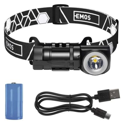 Stmievateľná nabíjateľná LED čelovka/800 mAh 3,7 V