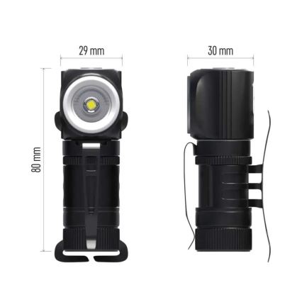 Stmievateľná nabíjateľná LED čelovka/800 mAh 3,7 V