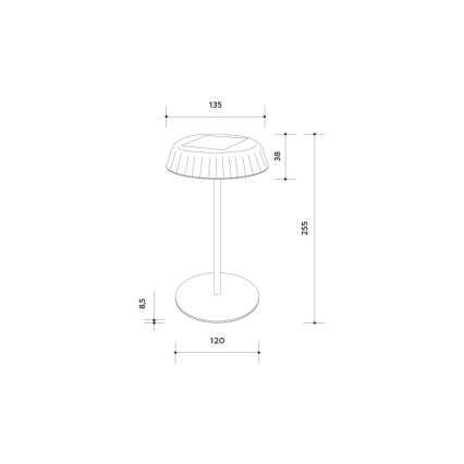 LED stmievateľná solárna nabíjacia stolová lampa VIVIEN LED/3W/5V 2700K 1600 mAh IP54 biela