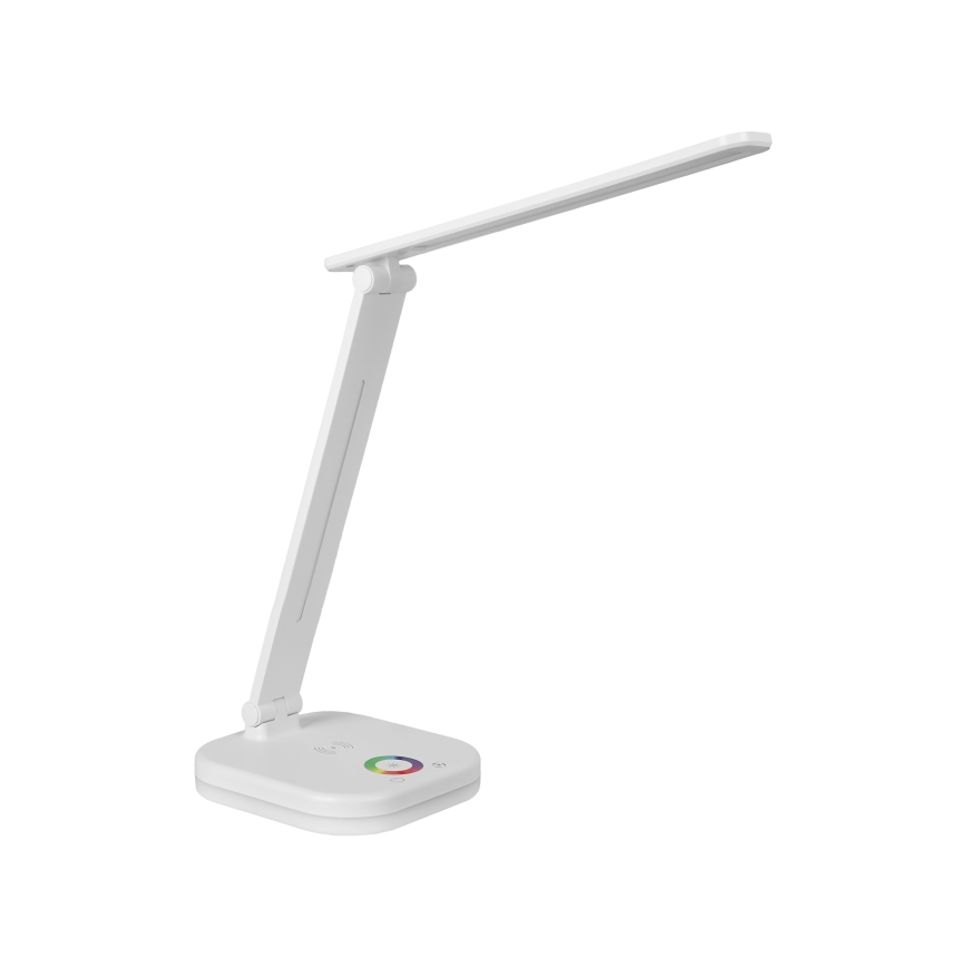 Stmievateľná stolná lampa LED RGBW s bezdrôtovým nabíjaním, 7W/5V USB, biela