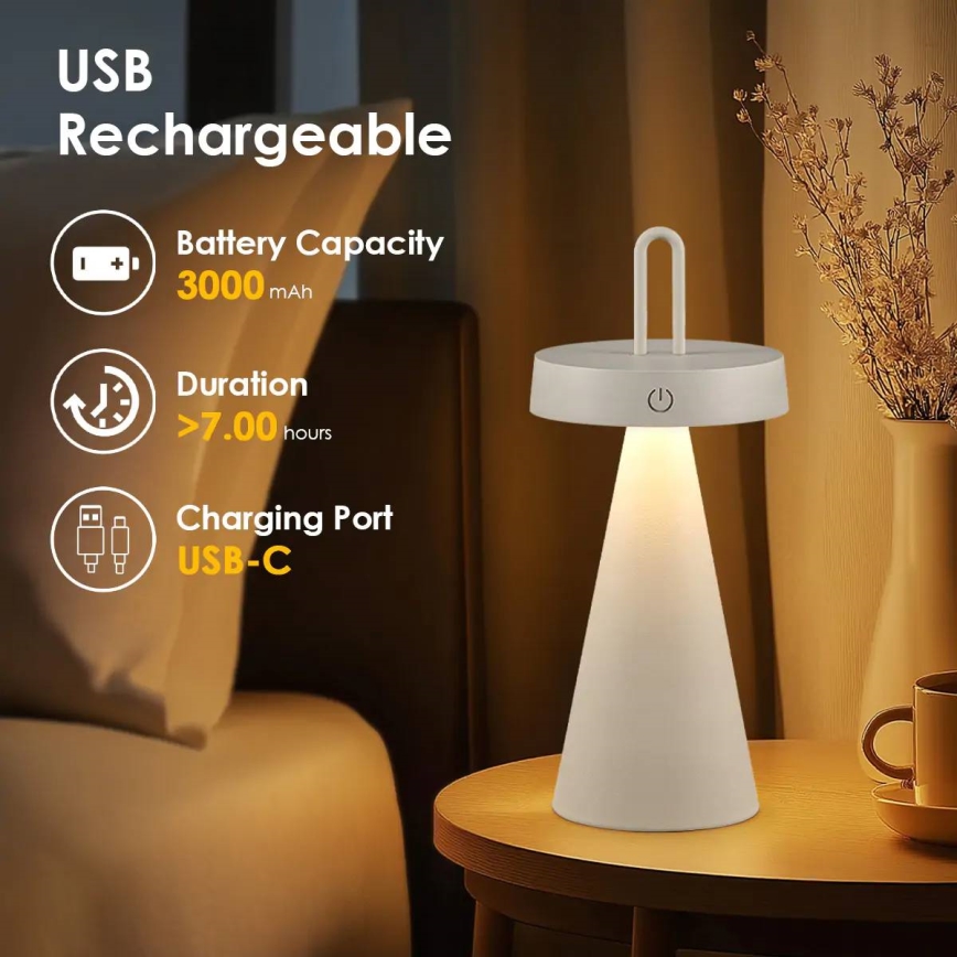LED stmievateľná vonkajšia nabíjacia dotyková stolná lampa HALO LED/1,5W/3,7V 3000 mAh IP44 sivá