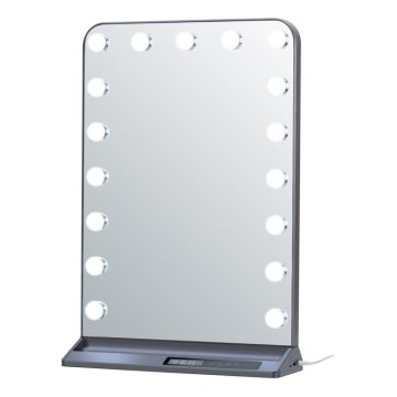 Stmievateľné LED make-up zrkadlo HOLLYWOOD LED/18W/230V 3000/4200/6000K sivé