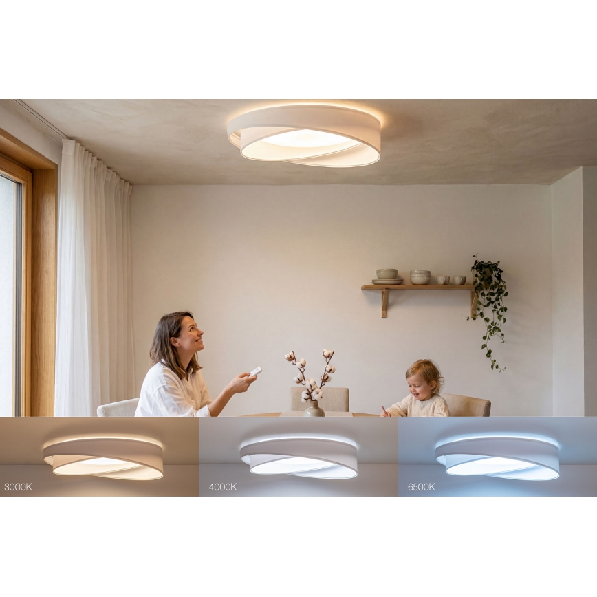 LED stmievateľné stropné svietidlo SMART GALAXY MODERN LED/24W/230V 3000-6500K pr. 55 cm biele + diaľkové ovládanie