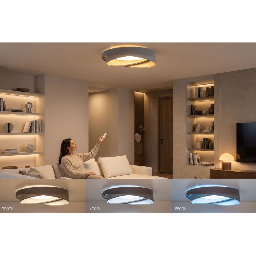 LED stmievateľné stropné svietidlo SMART GALAXY MODERN LED/24W/230V 3000-6500K pr. 55 cm sivá/strieborná + diaľkové ovládanie
