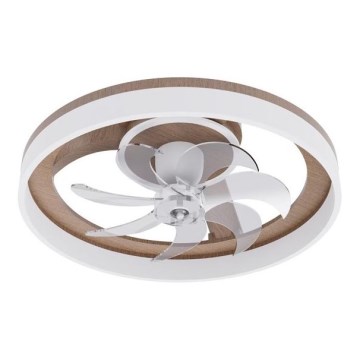 Stmievateľné stropné svietidlo s ventilátorom LED/40W/230V 3000-6500K priemer 50 cm hnedá/biela + diaľkové ovládanie