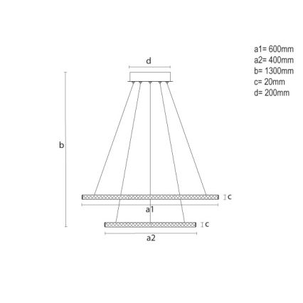 Stmievateľný LED luster na lanku LED/150W/230V 3000-6500K + diaľkové ovládanie
